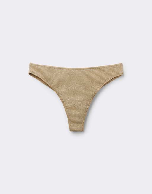 Calzedonia Brazilian bikini bottoms metallic glow in gold, 5 of 5