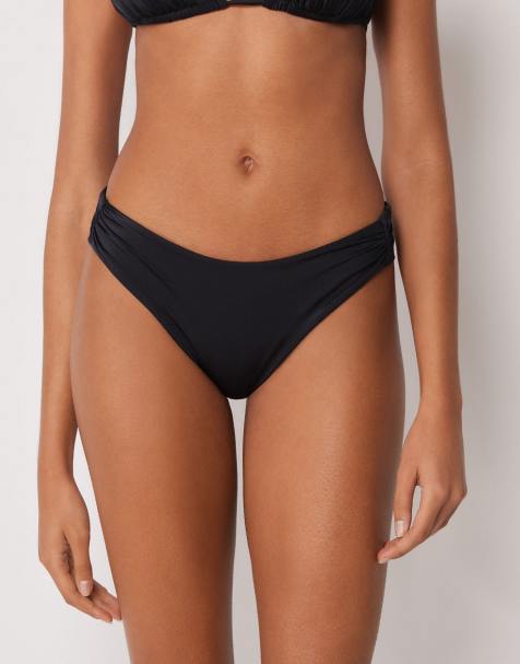 Calzedonia Brazilian bikini bottoms shiny satin in black and white - view 1