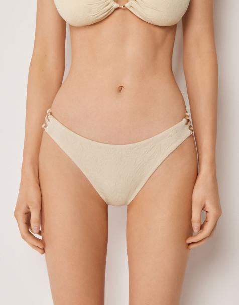 Calzedonia Brazilian bikini bottoms wild jungle in buttercream white - view 1