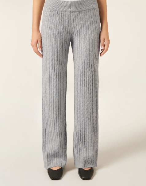 Calzedonia Cable pattern palazzo trousers in grey - view 1
