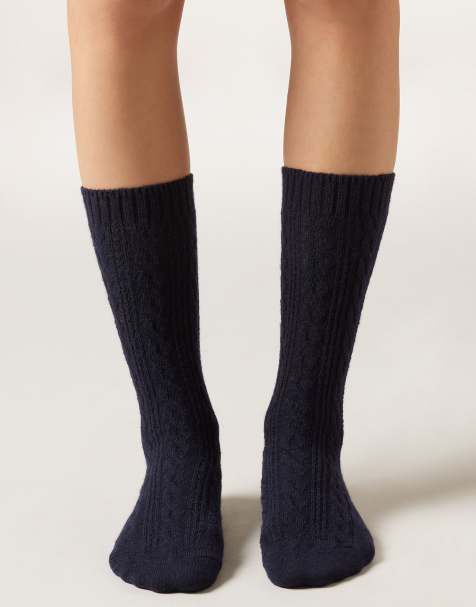 Calzedonia Cable-patterned socks in blue - view 1