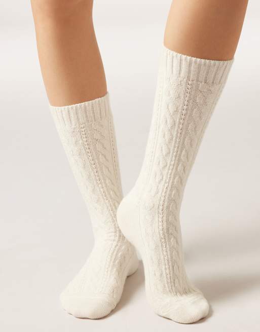 Calzedonia Cable-patterned socks in milk white