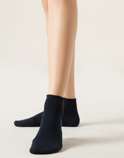 Calzedonia Cotton bandless short socks in blue - view 1