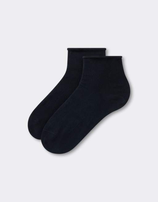 Calzedonia Cotton bandless short socks in blue, 3 of 5