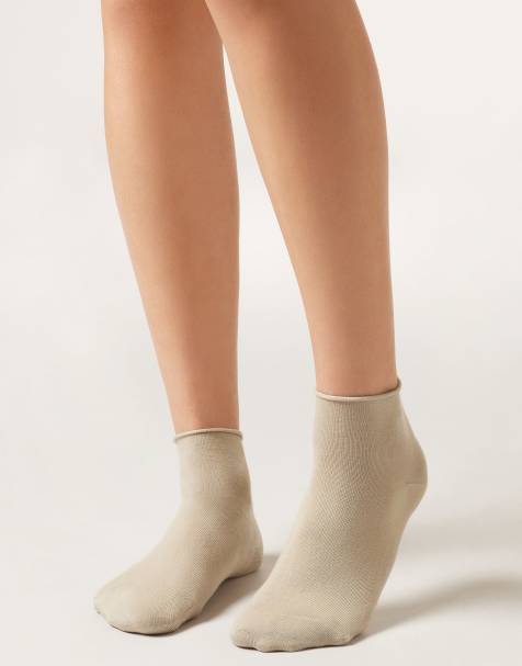 Calzedonia Cotton bandless short socks in grey - view 1
