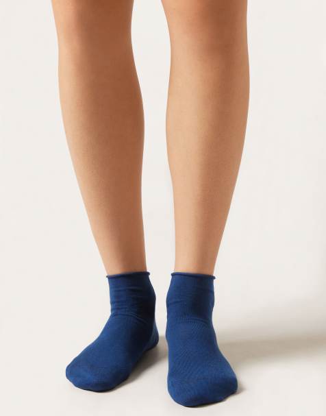 Calzedonia Cotton bandless short socks in light blue - view 1