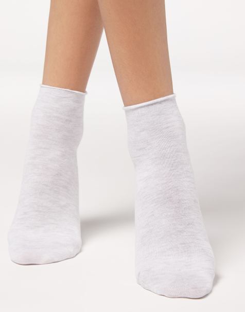 Calzedonia Cotton bandless short socks in light grey - view 1