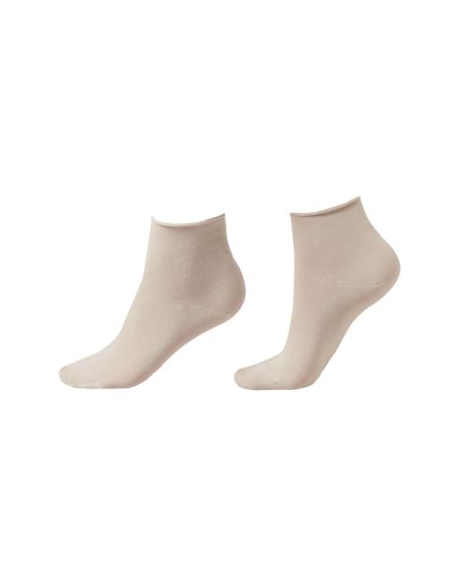 Calzedonia Cotton bandless short socks in pearl grey, 4 of 4
