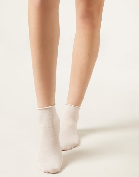 Calzedonia Cotton bandless short socks in vanilla - view 1
