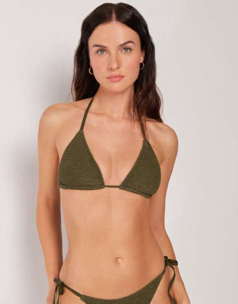 Calzedonia Crinckle waves bikini in deep green - view 1