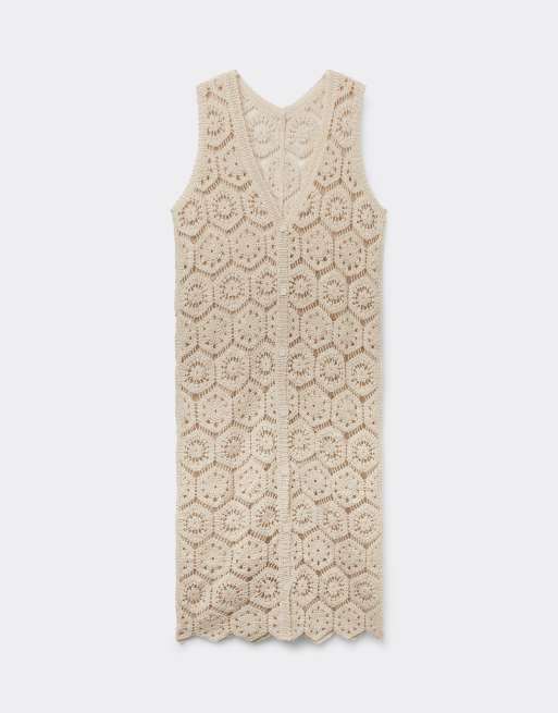 Calzedonia Crochet midi gilet in ivory white, 5 of 5