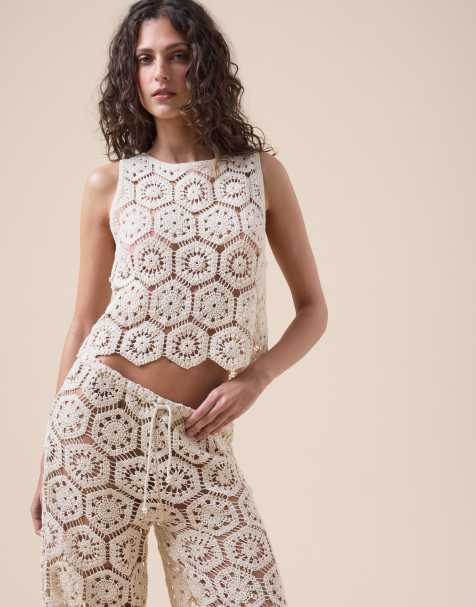 Calzedonia Crochet top in ivory white - view 1