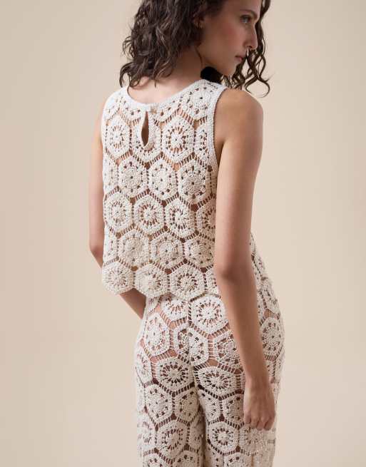 Calzedonia Crochet top in ivory white, 2 of 5
