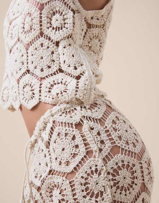 Calzedonia Crochet top in ivory white, 3 of 5