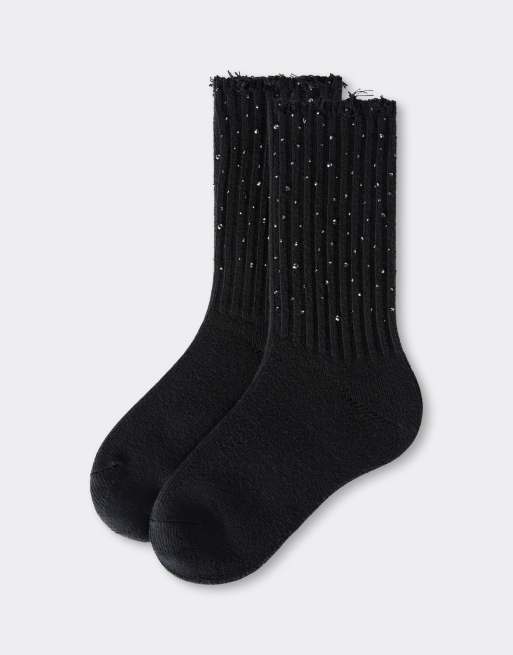 Calzedonia Diamanté appliqué socks in black, 3 of 4