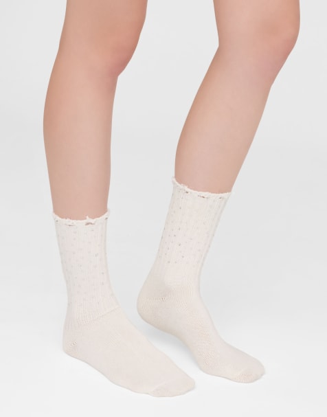 Calzedonia Diamanté appliqué socks in milk - view 1