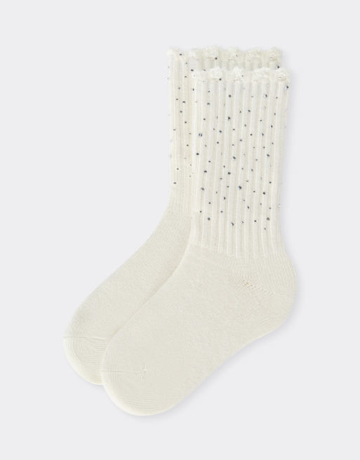 Calzedonia Diamanté appliqué socks in milk, 3 of 4