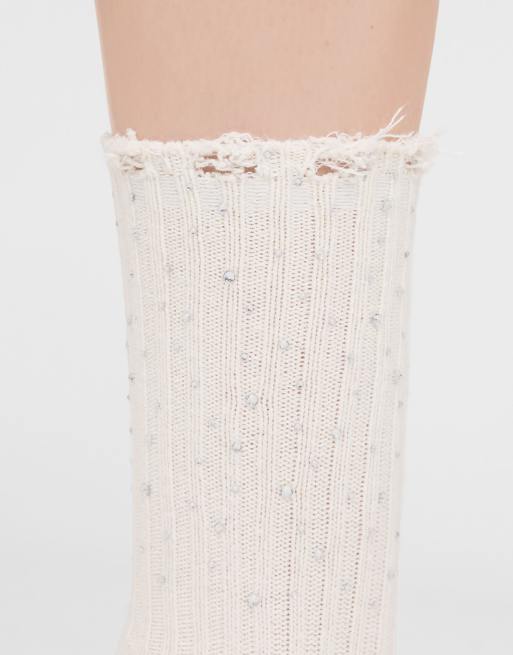 Calzedonia Diamanté appliqué socks in milk, 4 of 4