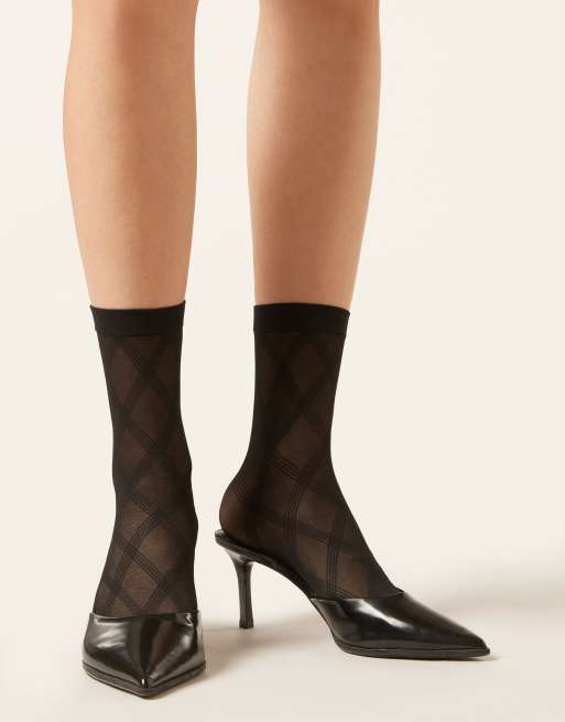 Calzedonia Diamond-patterned socks in black, 2 of 4