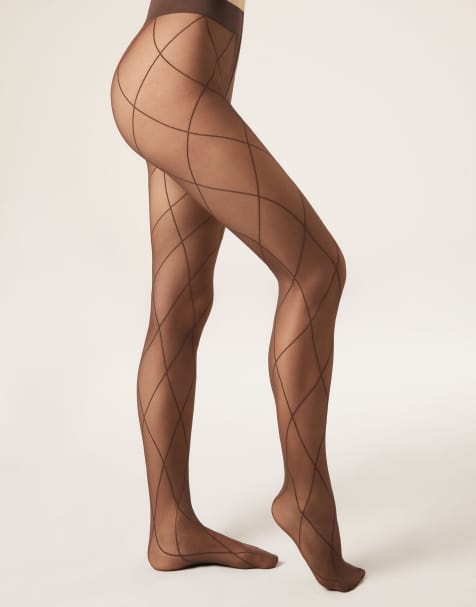 Calzedonia Diamond sheer tights in brown - view 1