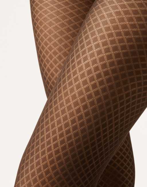 Calzedonia Diamond tights in coffee brown rhombuses, 2 of 3