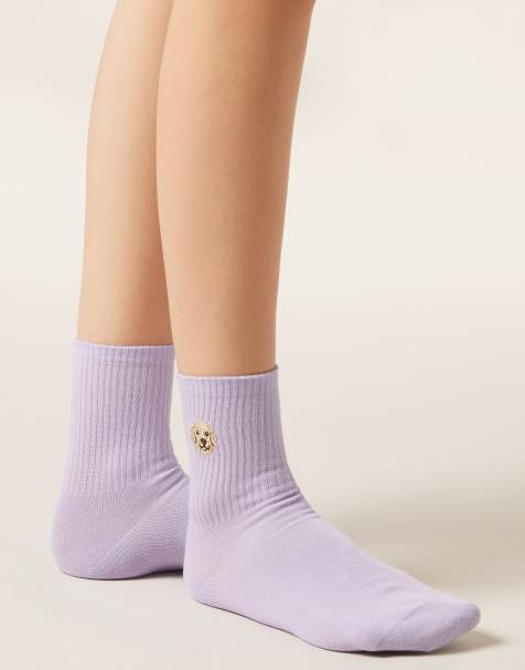 Calzedonia Dogs embroidered socks in lilac - view 1