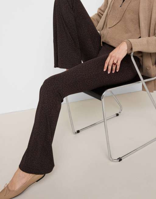 Calzedonia First class soft touch flared trousers in brown animalier, 4 of 5