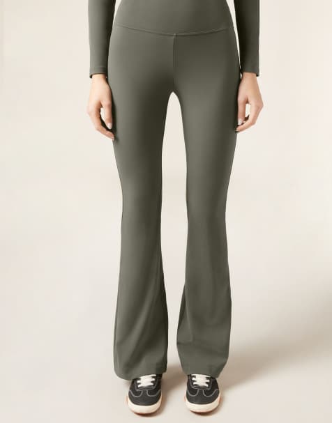 Calzedonia First class soft touch flared trousers in military green - view 1