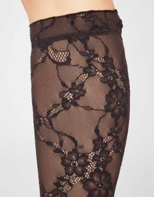 Calzedonia Floral lace knee-high socks in black lace, 3 of 3