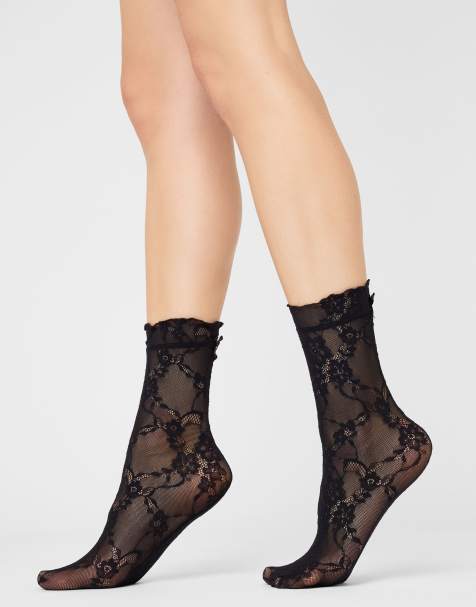 Calzedonia Floral lace socks in black - view 1