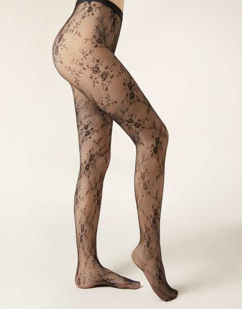 Calzedonia Floral lace tights in black flowers - view 1