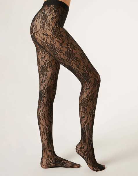Calzedonia Floral lace tights in black - view 1