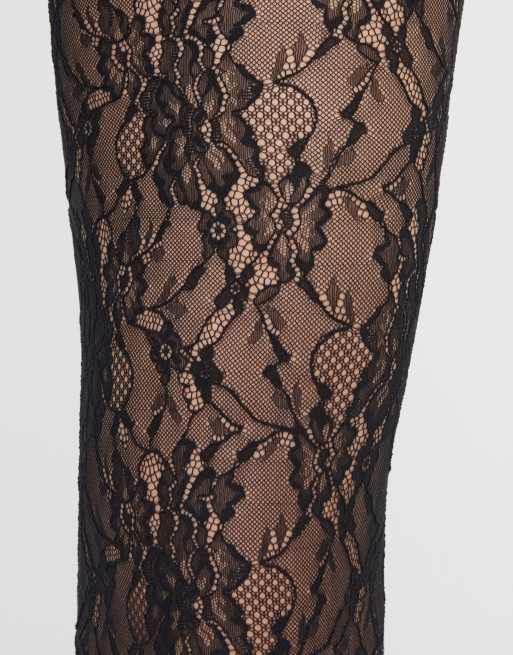 Calzedonia Floral lace tights in black, 4 of 4