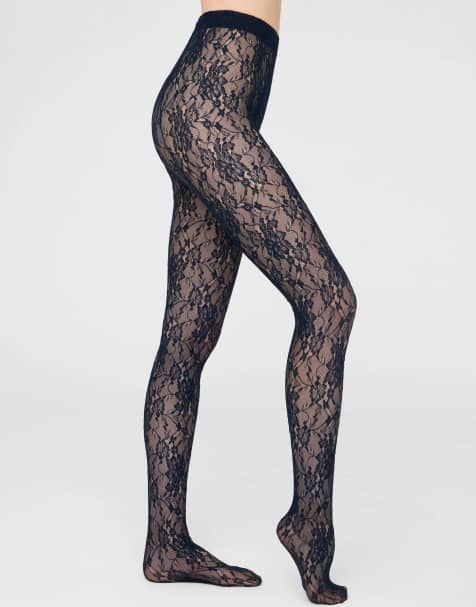 Calzedonia Floral lace tights in blue - view 1