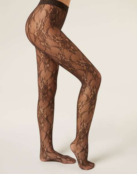 Calzedonia Floral lace tights in coffee lace - view 1