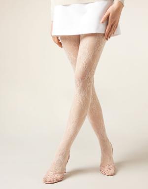 Calzedonia Floral lace tights in natural silk