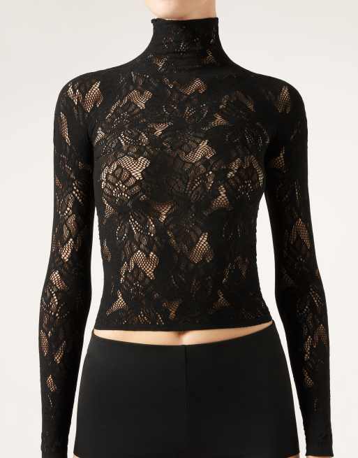 Calzedonia Floral lace top in black, 2 of 3
