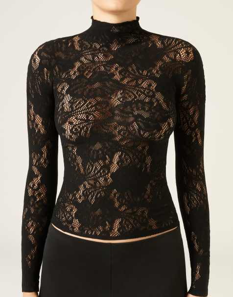Calzedonia Floral lace top in black - view 1