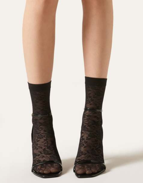 Calzedonia Floral pattern socks in black - view 1