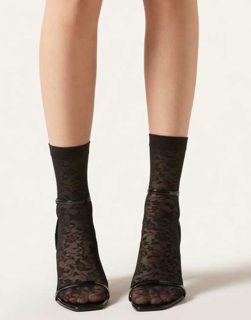 Calzedonia Floral pattern socks in black, 2 of 4