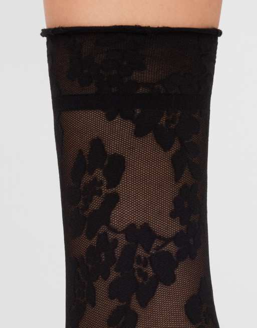 Calzedonia Floral sheer socks in black, 4 of 4