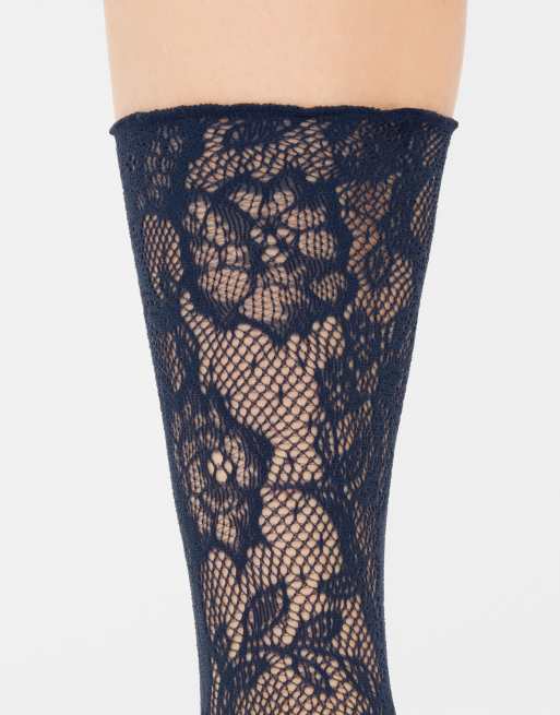 Calzedonia Floral socks without elastic in blue, 4 of 4