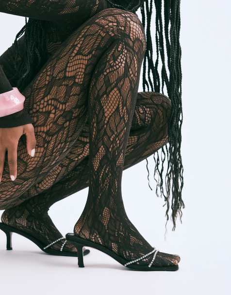 Calzedonia Foliage fishnet tights in black - view 1