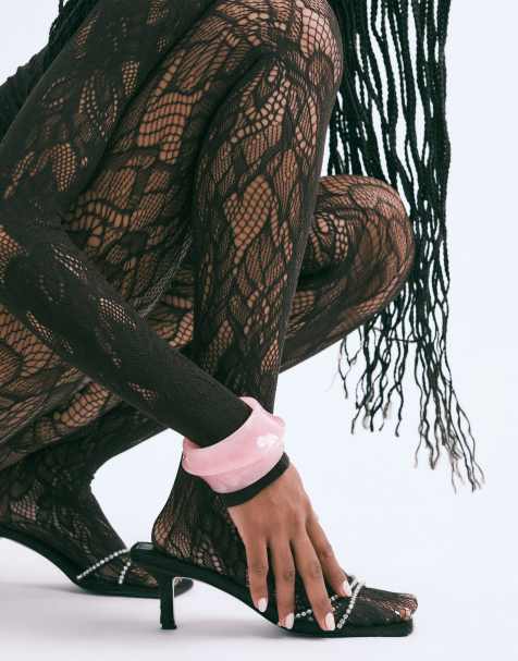 Calzedonia Foliage fishnet tights in coffee brown - view 1