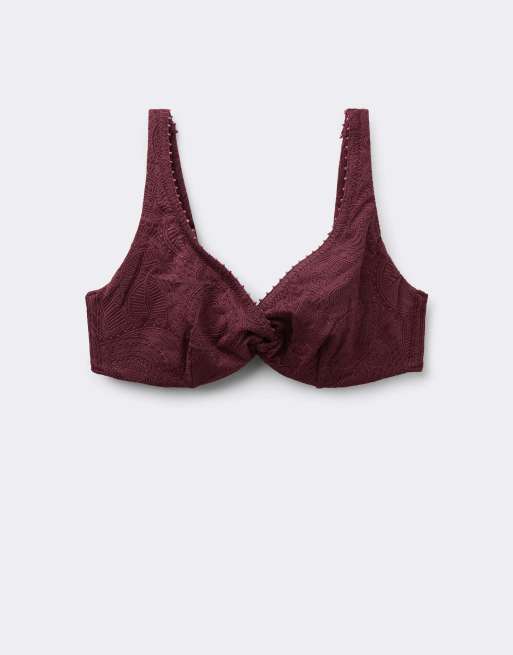 Calzedonia Fuller Bust Balconette bikini top precious jacquard in burgundy, 5 of 5