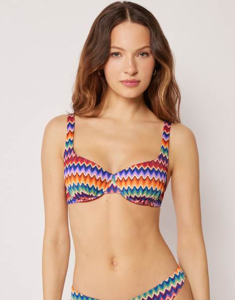 Calzedonia Fuller Bust Balconette bikini top vibrant chevron in multicolor - view 1