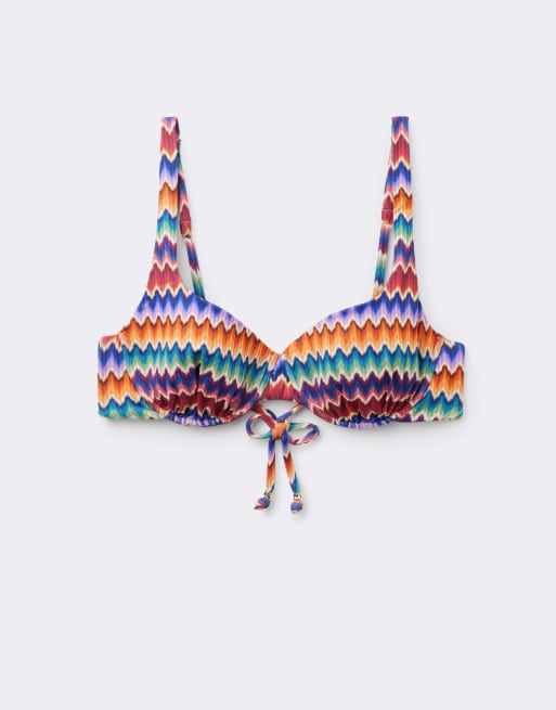 Calzedonia Fuller Bust Balconette bikini top vibrant chevron in multicolor, 5 of 5