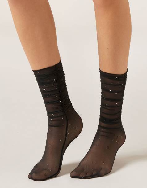 Calzedonia Gathered socks in black silver - view 1