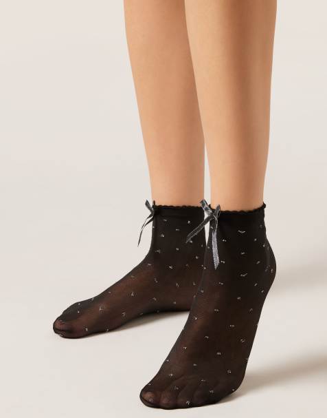 Calzedonia Glitter and bow socks in black glitter - view 1