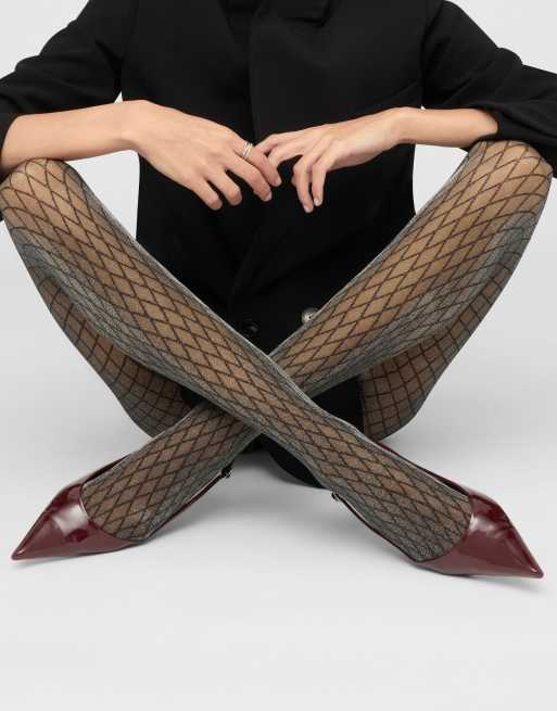 Calzedonia Glitter diamond-patterned sheer tights in black and silver, 2 of 3